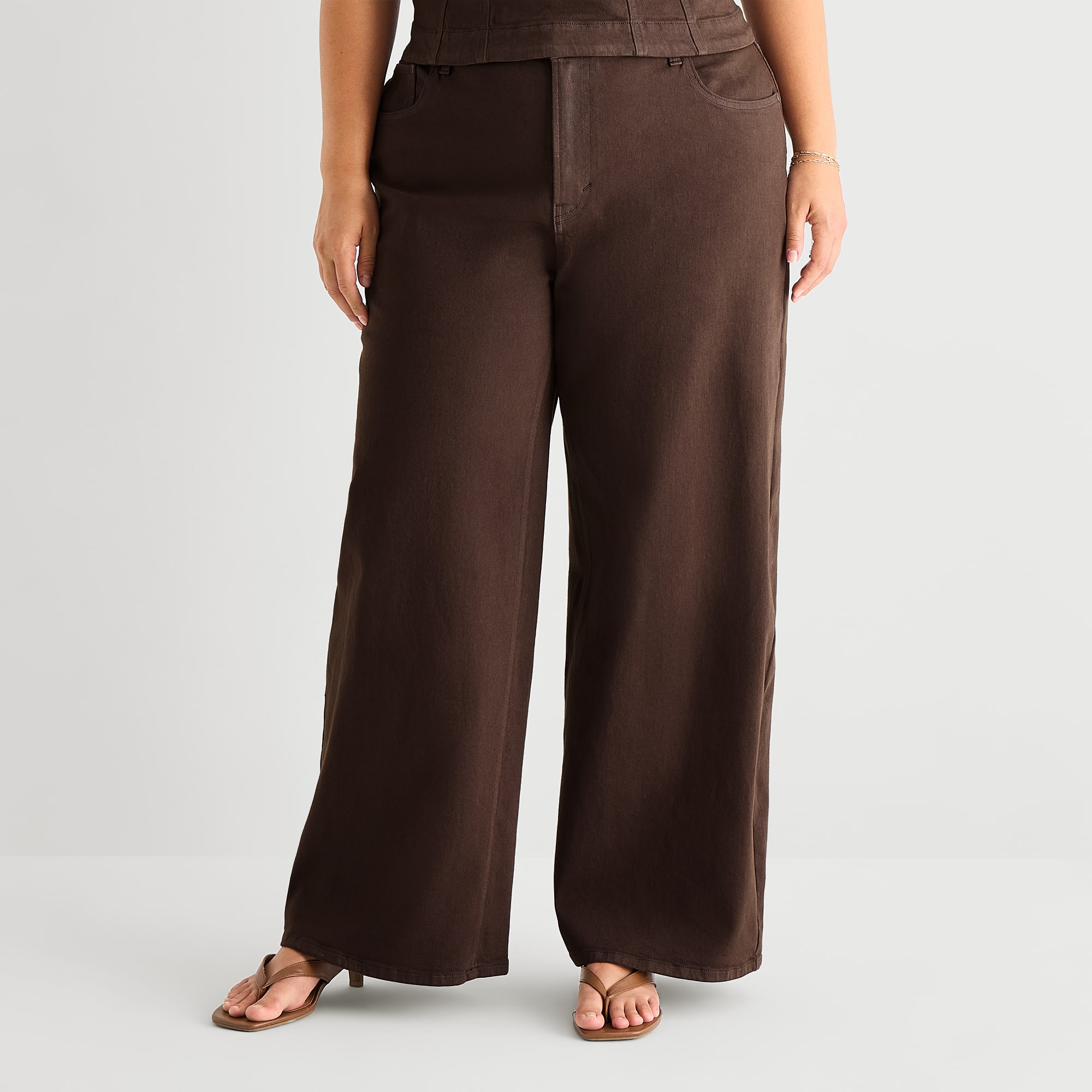 a.n.a Womens Plus Highest Rise Wide Leg Jean