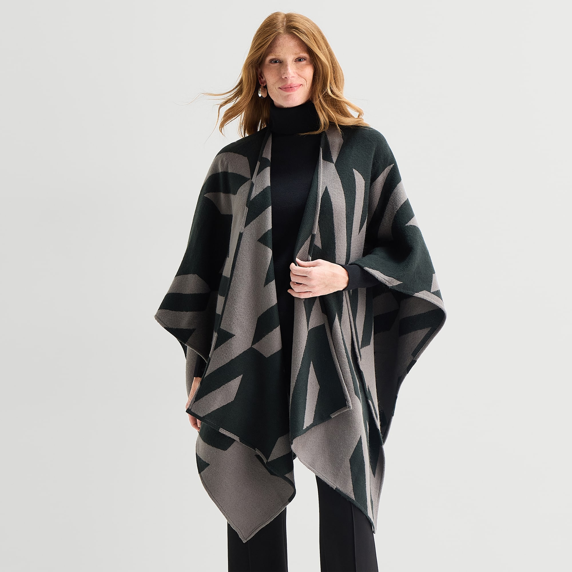 Liz Claiborne Reversible Plaid Houndstooth Wrap