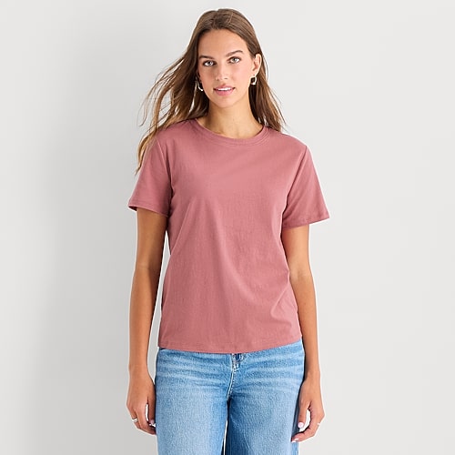 Ana Womens Crew Neck Short Sleeve T-shirt In Pink