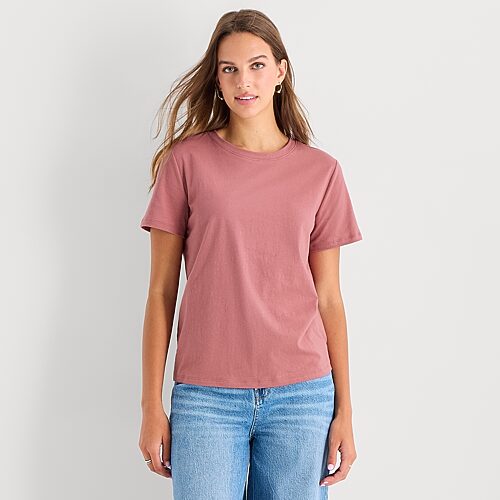 Ana Womens Tall Crew Neck Short Sleeve T-shirt In Pink