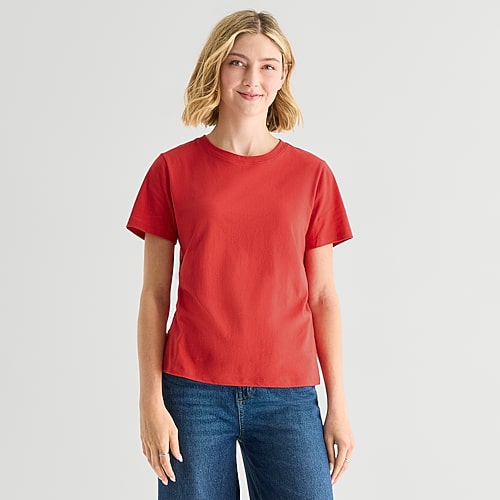 Ana Womens Crew Neck Short Sleeve T-shirt In Red
