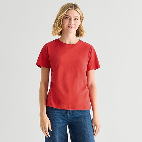 Ana Womens Tall Crew Neck Short Sleeve T-shirt In Red