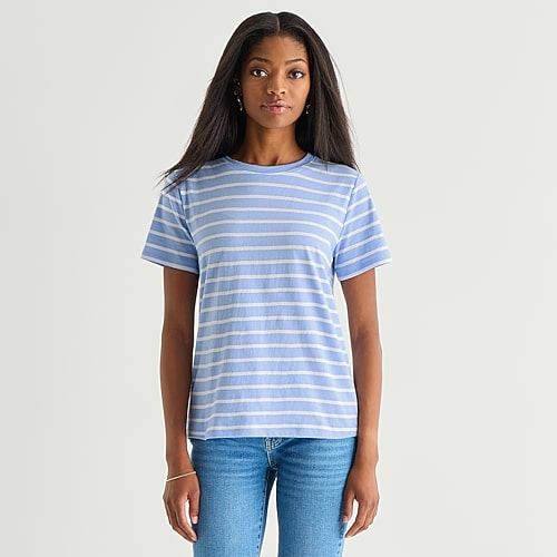 Ana Womens Crew Neck Short Sleeve T-shirt In Blue