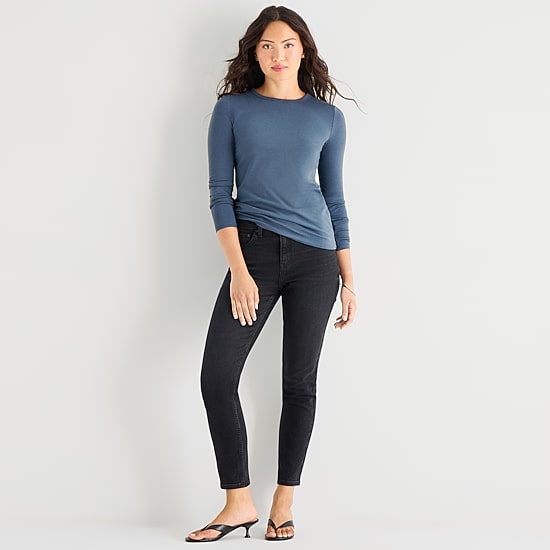 A.N.A Womens Crew Neck Long Sleeve T-Shirt