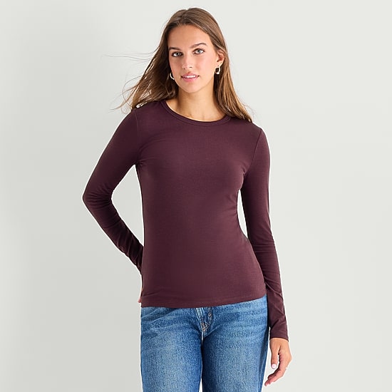A.N.A Womens Crew Neck Long Sleeve T-Shirt