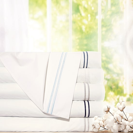 Pointehaven Long Staple Cotton Percale Double Line 300tc Pillowcases