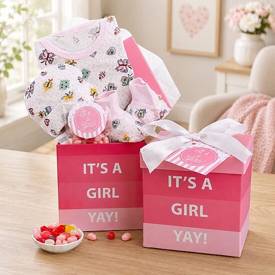 Alder Creek Its A Girl Baby Gift Box Food Set