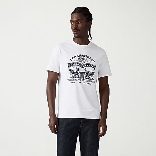 Levi 's Mens Crew Neck Short Sleeve Regular Fit Graphic T-shirt In White