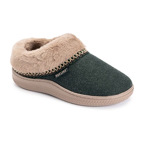 Muk Luks ml F 26 Ds Slippers Womens Memory Foam Slip Resistant Clog Slippers In Green