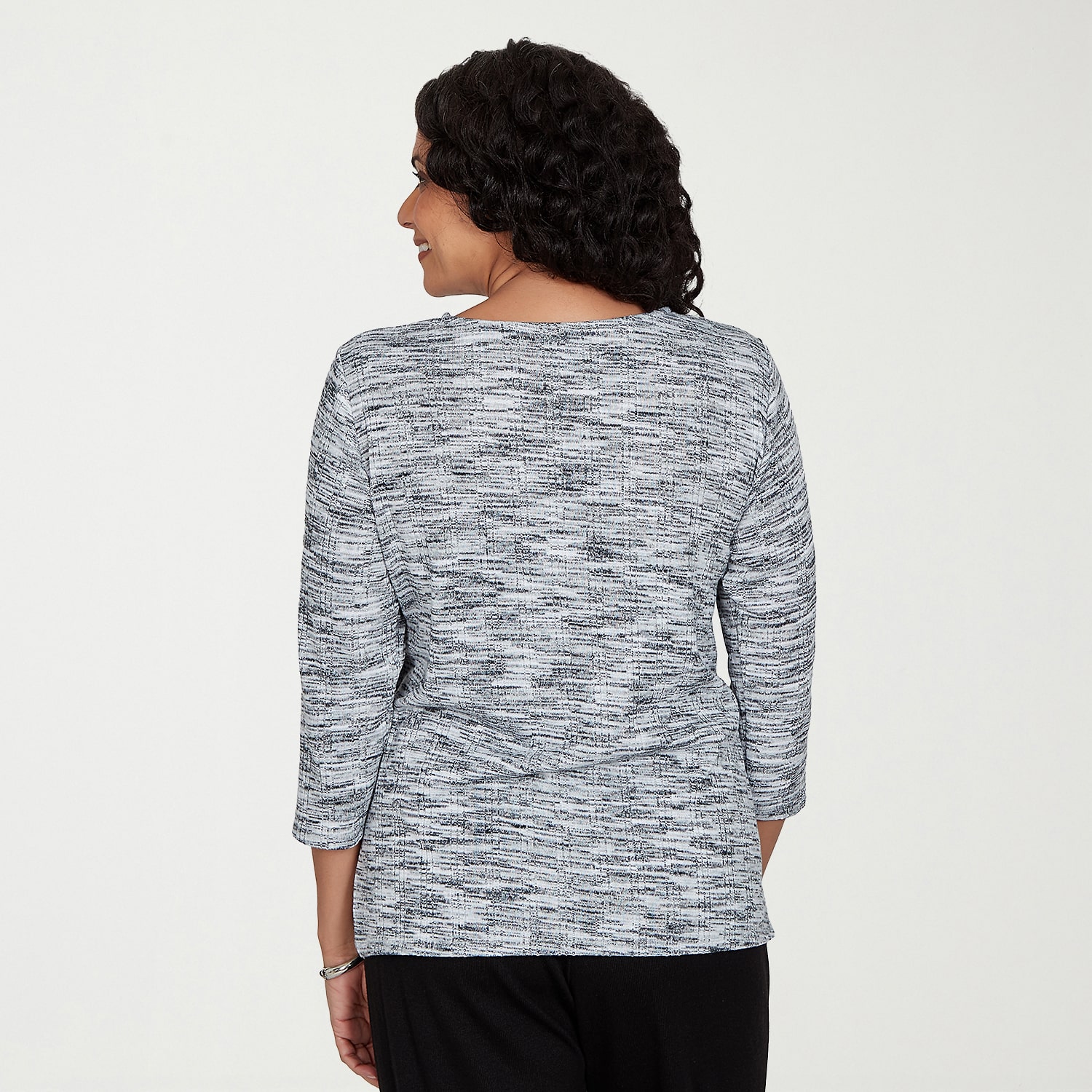 Alfred Dunner Womens Crew Neck 3/4 Sleeve T-Shirt
