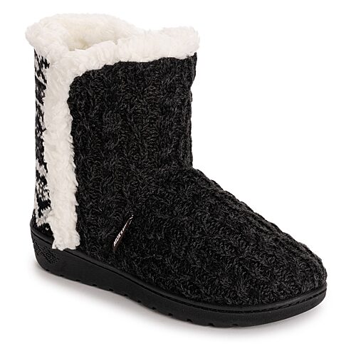 Muk Luks ml F 26 Ds Slippers Womens Memory Foam Slip Resistant Bootie Slippers In Black