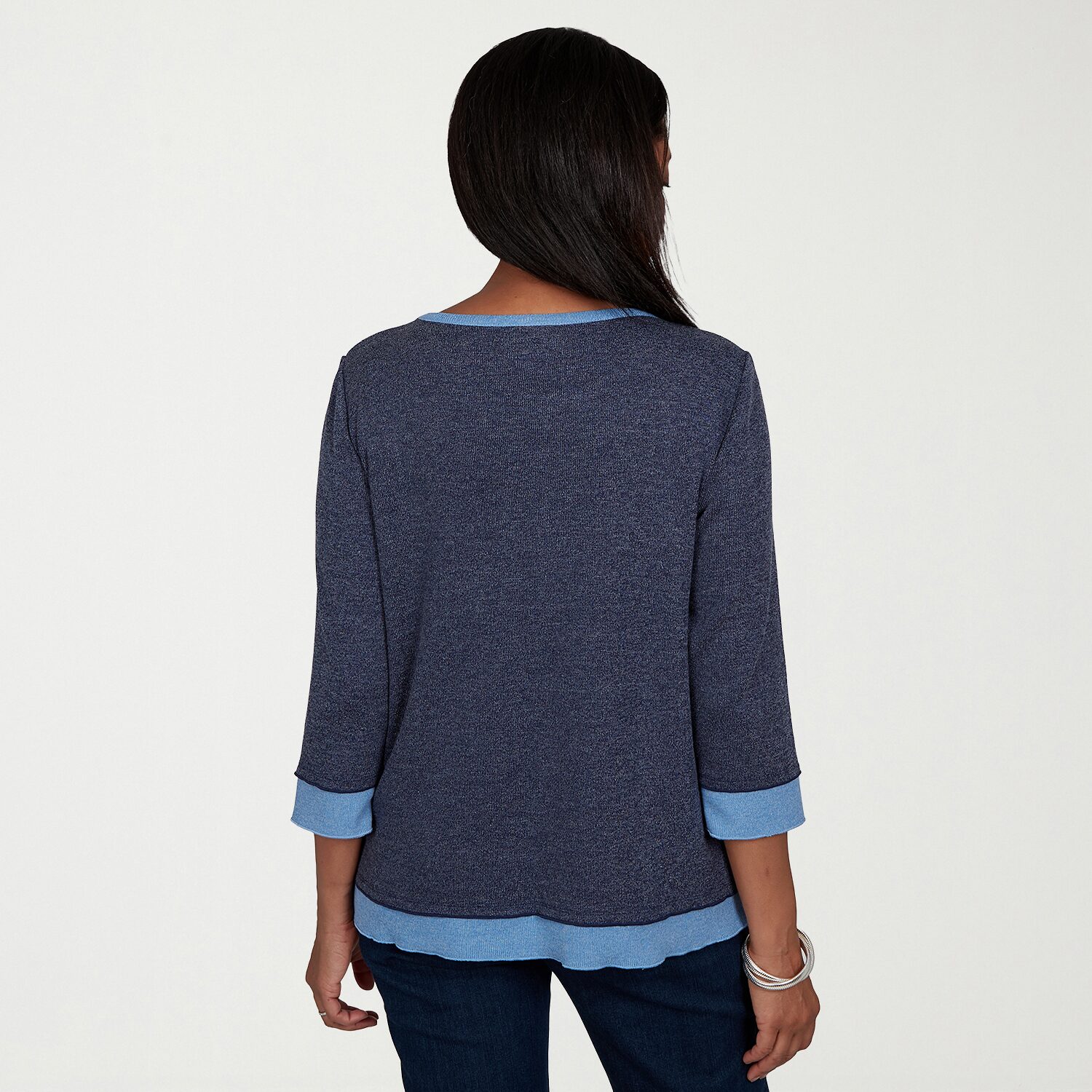 Alfred Dunner Womens Crew Neck 3/4 Sleeve T-Shirt