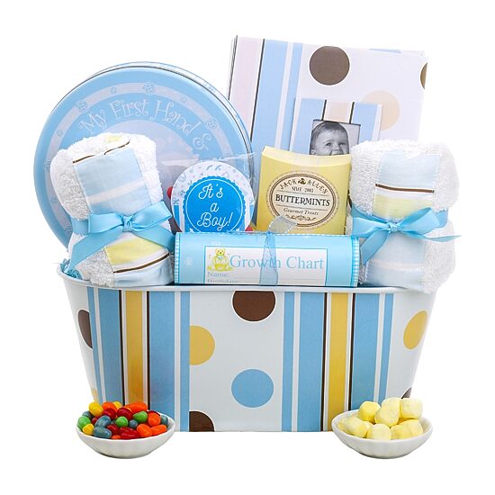 Alder Creek Welcome To The World Boy Basket Food Set