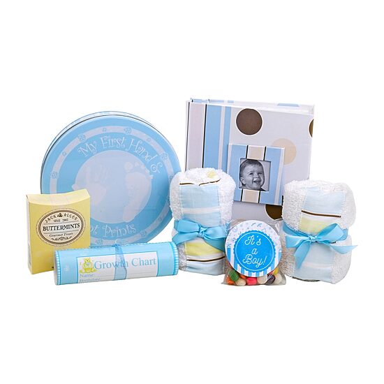 Alder Creek Welcome To The World Boy Basket Food Set