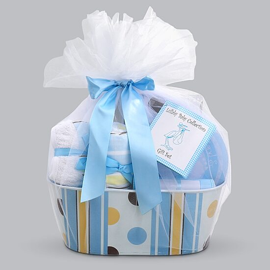 Alder Creek Welcome To The World Boy Basket Food Set