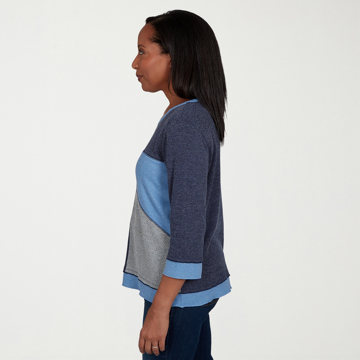 Alfred Dunner Womens Crew Neck 3/4 Sleeve T-Shirt