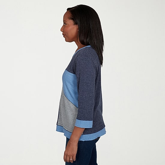 Alfred Dunner Classics Womens Crew Neck 3/4 Sleeve T-Shirt