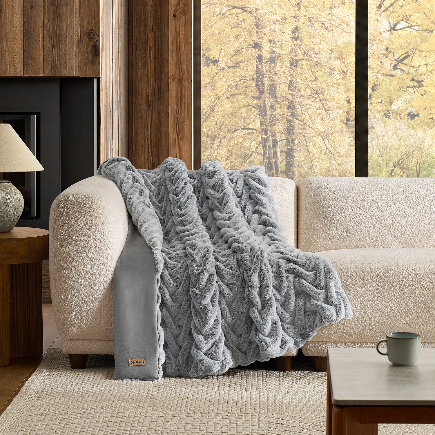 Bearpaw Rennah Ruched Faux Fur Washable Midweight Throw
