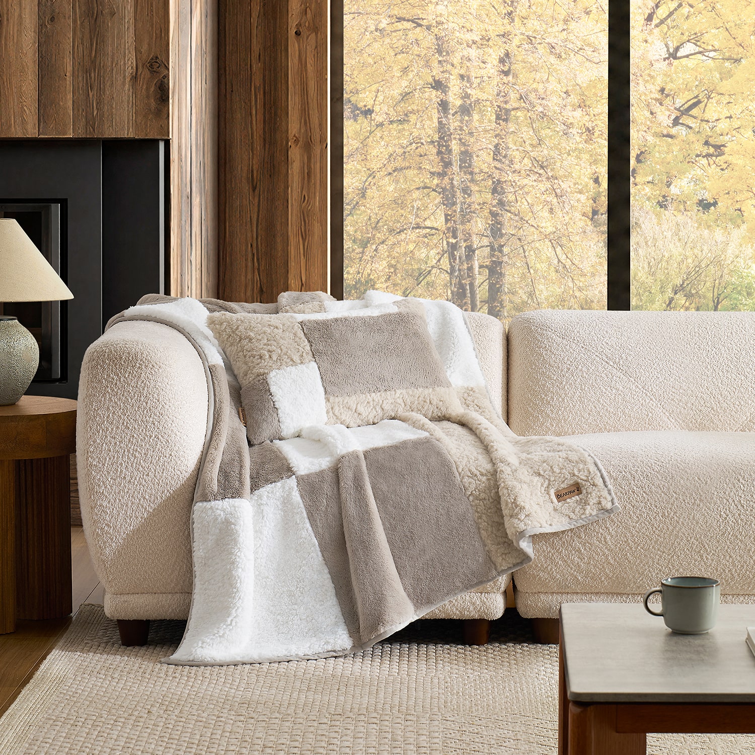 Bearpaw Everly Pieced Faux Fur 50x60 Washable Midweight Throw