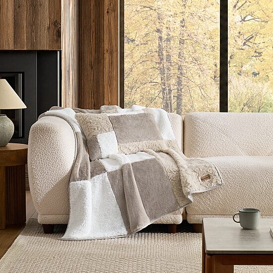 Bearpaw Everly Pieced Faux Fur 50x60 Washable Midweight Throw