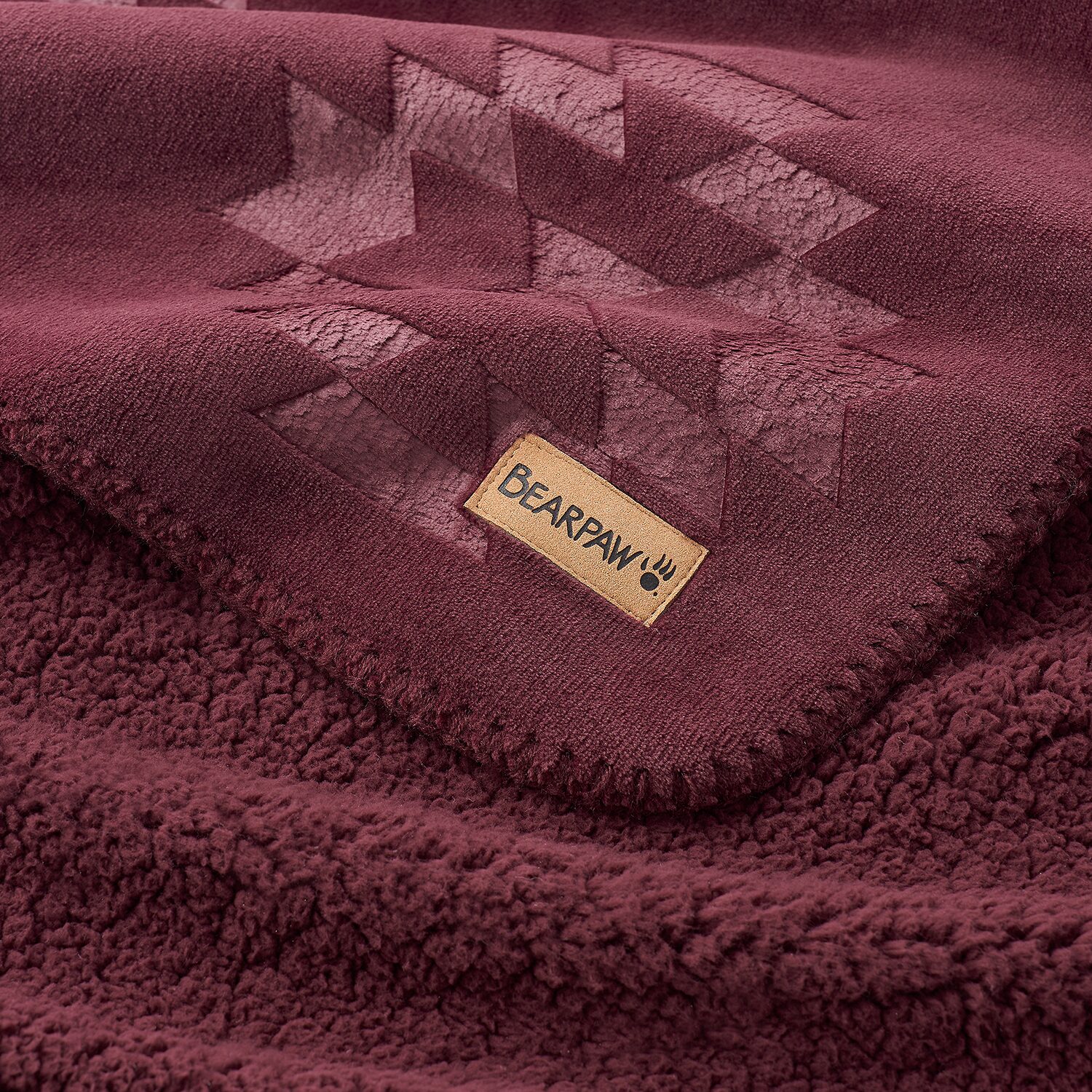 Bearpaw Danivale Embossed Flannel To Sherpa Washable Midweight Throw