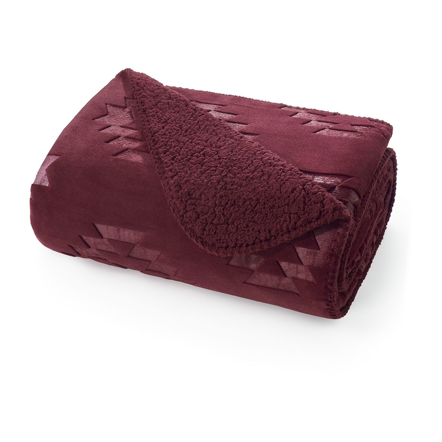Bearpaw Danivale Embossed Flannel To Sherpa Washable Midweight Throw