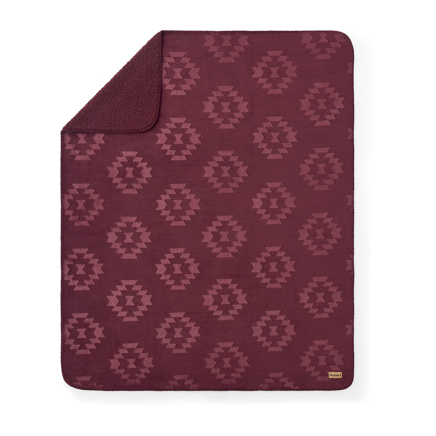 Bearpaw Danivale Embossed Flannel To Sherpa Washable Midweight Throw