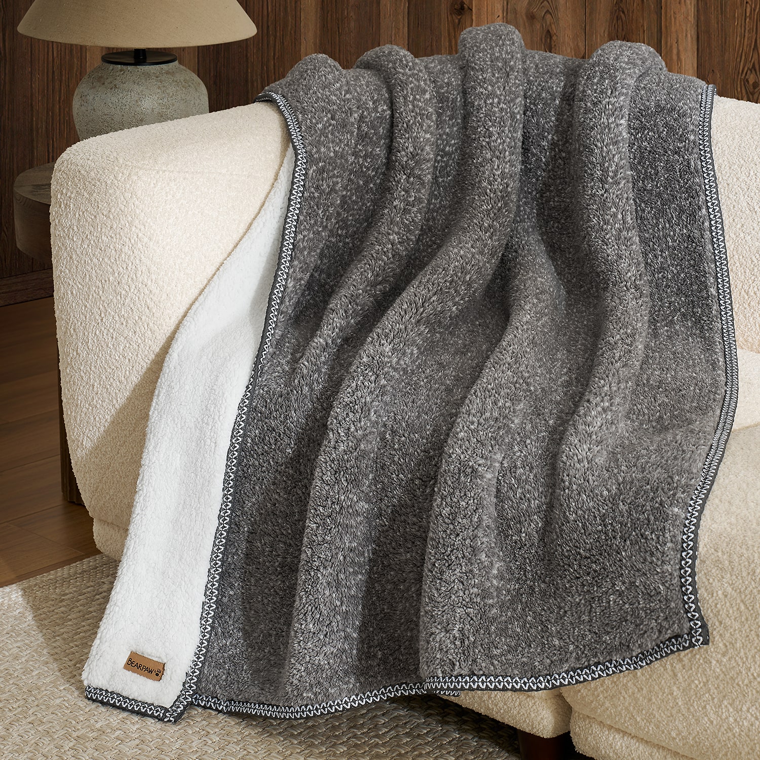 Bearpaw Campton Melange Sherpa Washable Midweight Throw