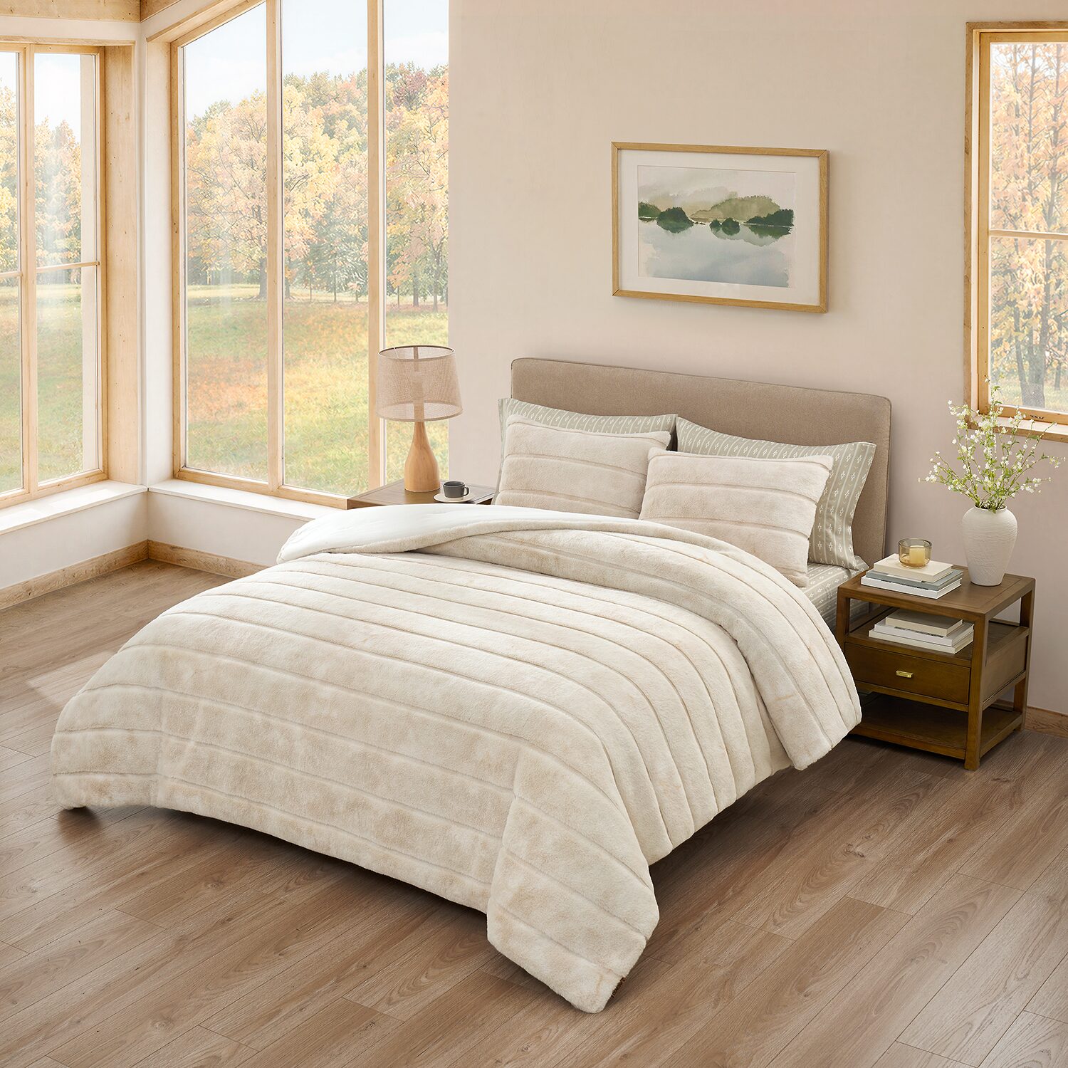 Bearpaw Marlow Ribbed Faux Fur 3-pc. Comforter Set