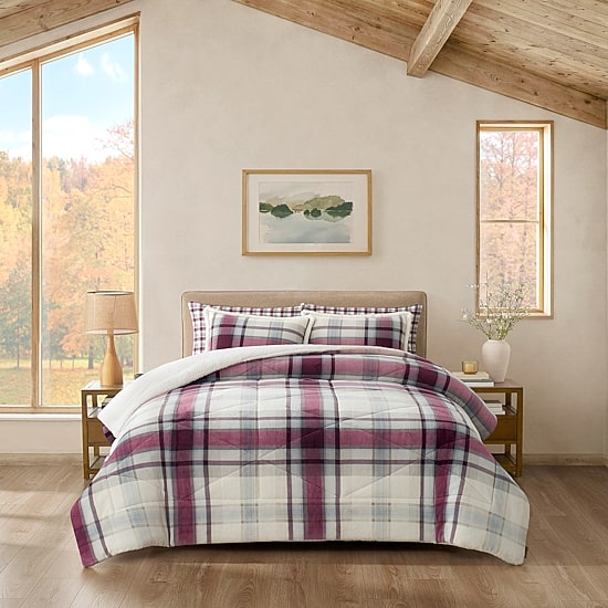 Bearpaw Hudson Plaid Coco Flannel 3-pc. Comforter Set
