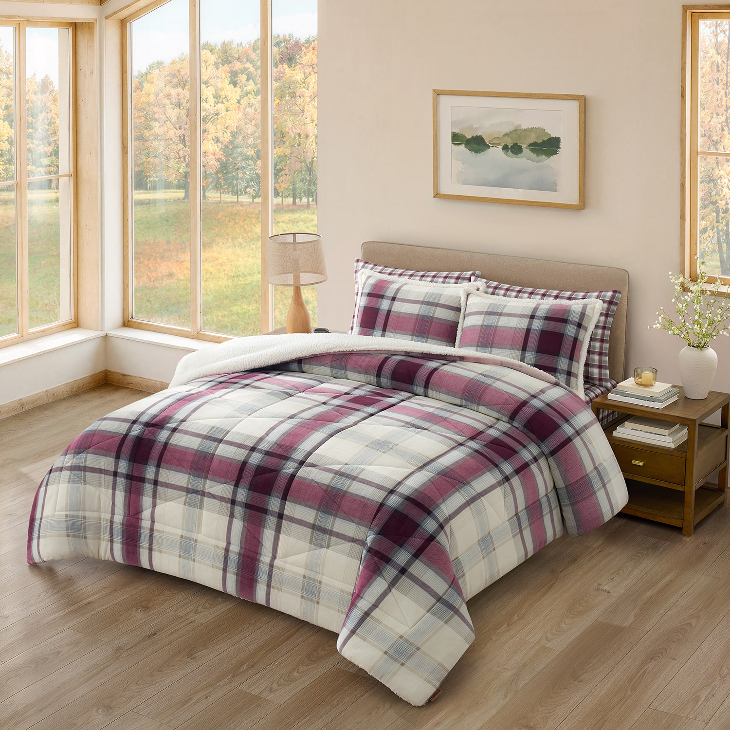 Bearpaw Hudson Plaid Coco Flannel 3-pc. Comforter Set