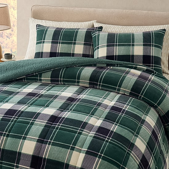 Bearpaw Bobbi Plaid Flannel Sherpa 3-pc. Comforter Set