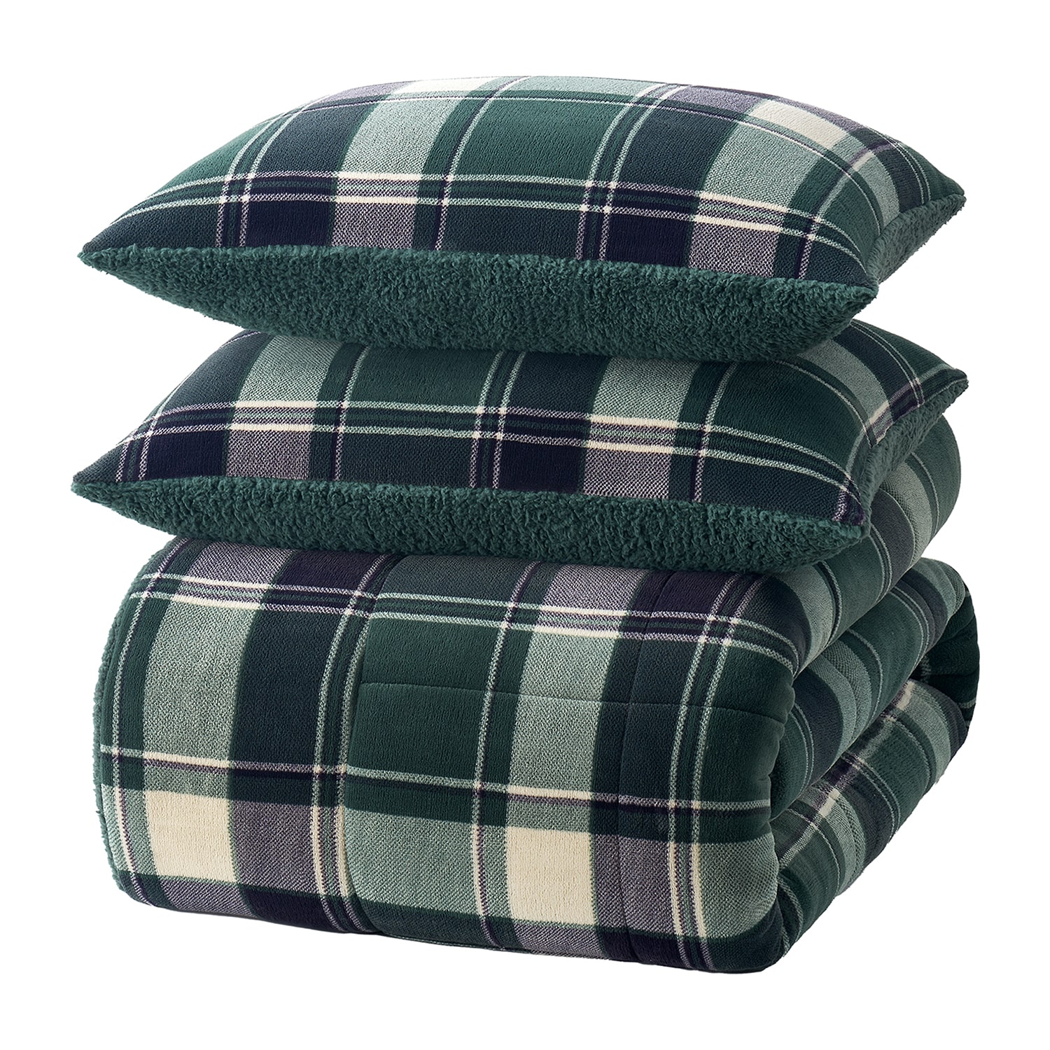 Bearpaw Bobbi Plaid Flannel Sherpa 3-pc. Comforter Set