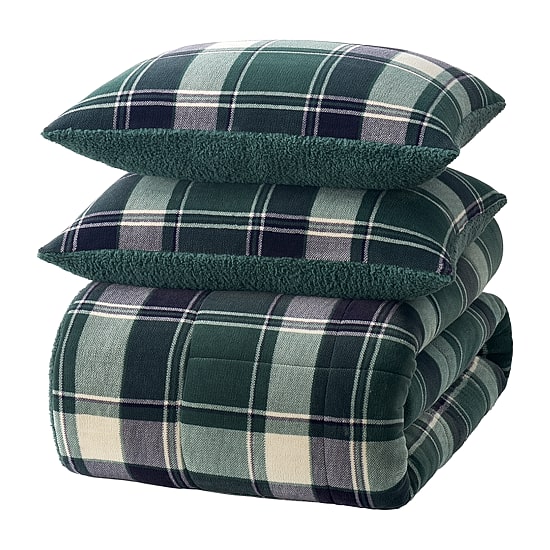 Bearpaw Bobbi Plaid Flannel Sherpa 3-pc. Comforter Set
