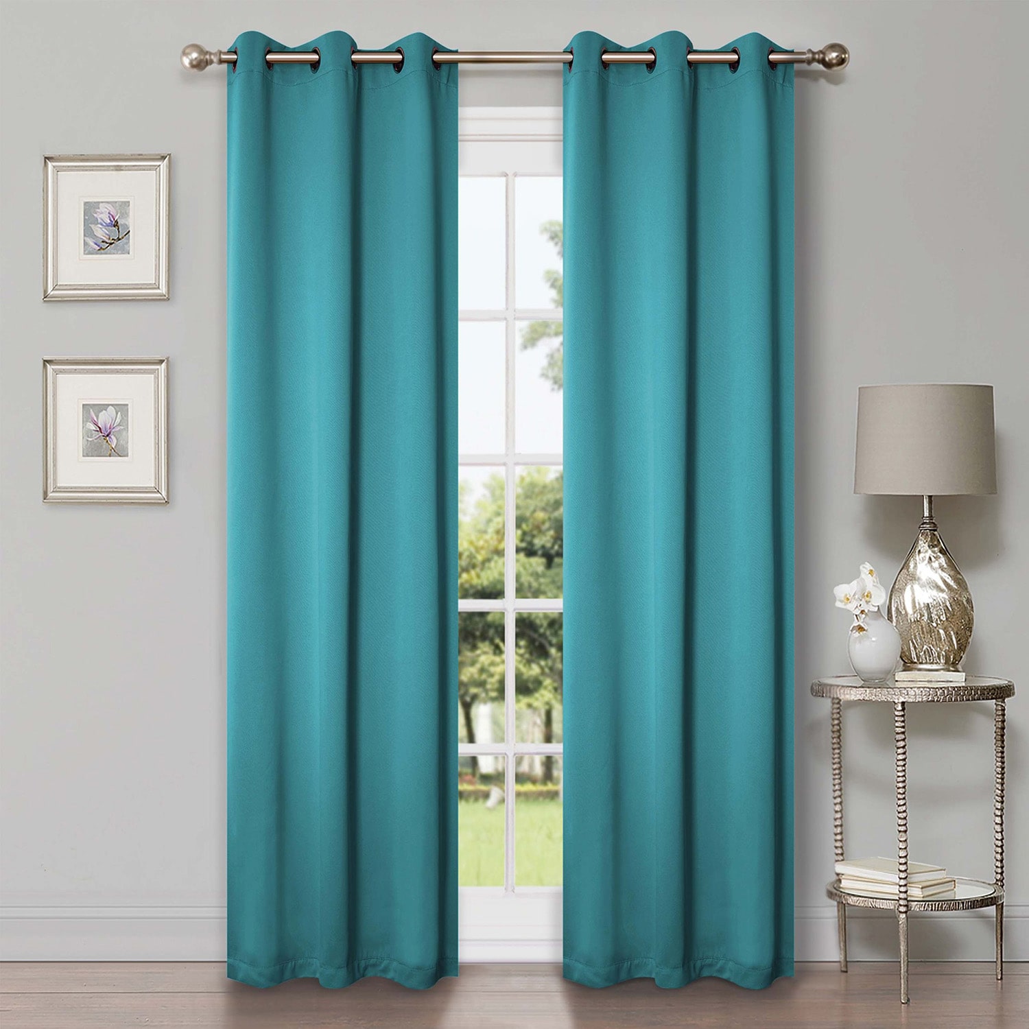 SUPERIOR® Solid Grommet Top Energy Saving Room Darkening Set of 2 Curtain Panel