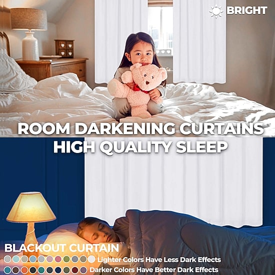 SUPERIOR® Solid Grommet Top Energy Saving Room Darkening Set of 2 Curtain Panel