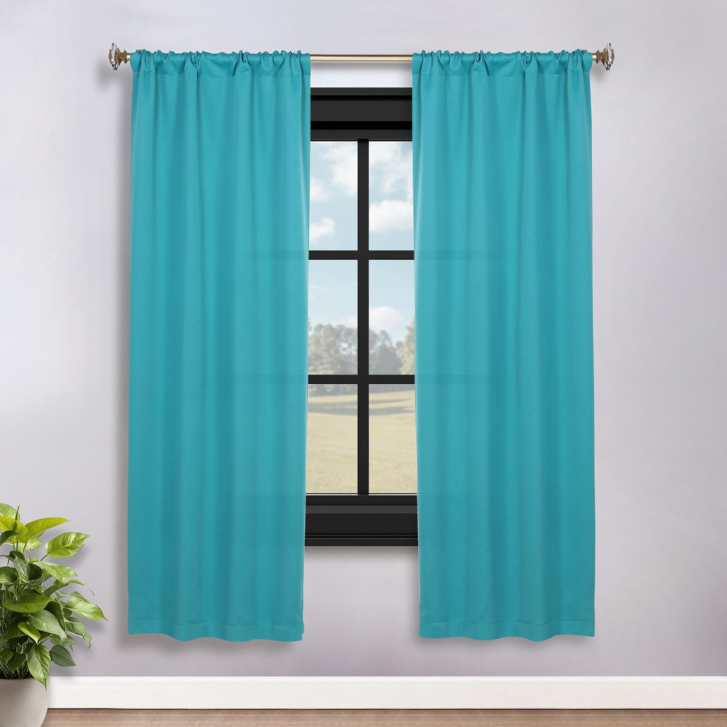 SUPERIOR® Solid Rod Pocket Energy Saving Room Darkening Set of 2 Curtain Panel