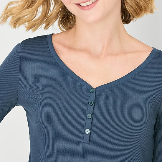 A.N.A Womens Tall Long Sleeve Regular Fit Henley Shirt