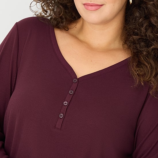 A.N.A Womens Plus Long Sleeve Regular Fit Henley Shirt