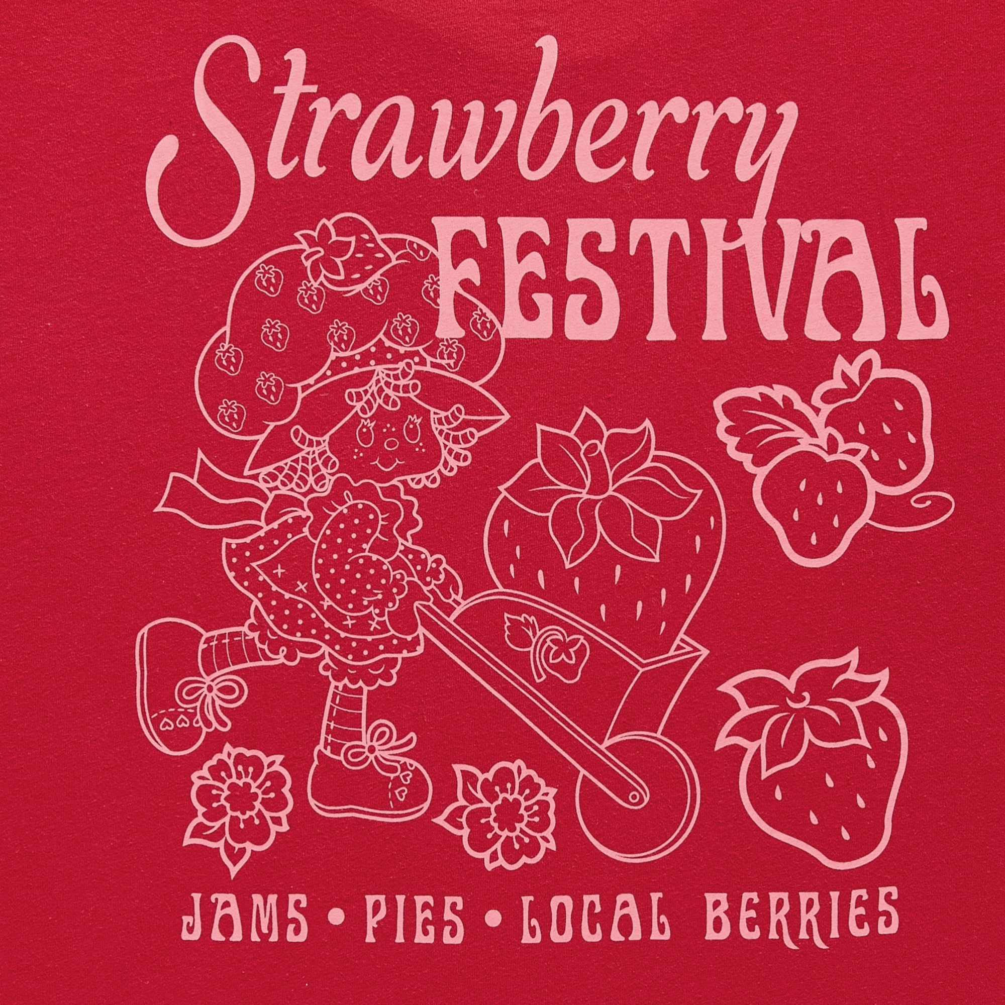 Strawberry Oversized Tee Womens Juniors Crew Neck Short Sleeve Shortcake Graphic T-Shirt