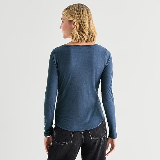 A.N.A Womens Tall Long Sleeve Regular Fit Henley Shirt