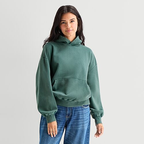 Arizona Womens Juniors Long Sleeve Fleece Hoodie, Small, Blue