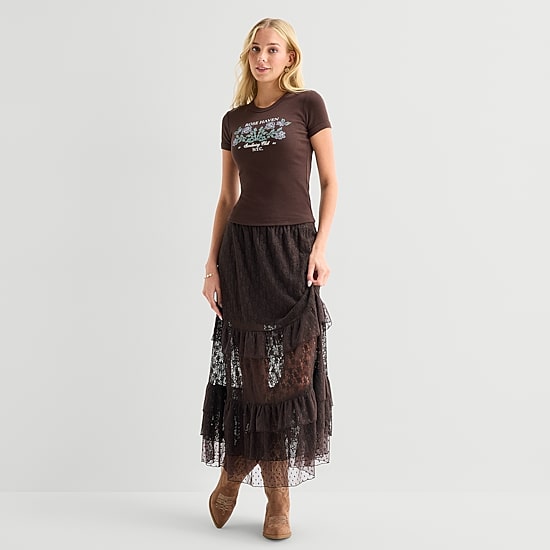 Arizona Womens Juniors Long A-Line Skirt