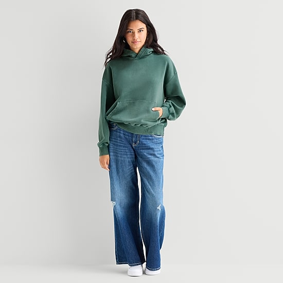 Arizona Womens Juniors Long Sleeve Fleece Hoodie