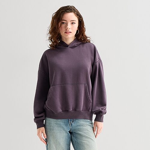 Arizona Womens Juniors Long Sleeve Fleece Hoodie, Xx-large, Purple