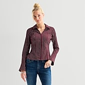 Arizona Womens Juniors Long Sleeve Regular Fit Flannel Shirt