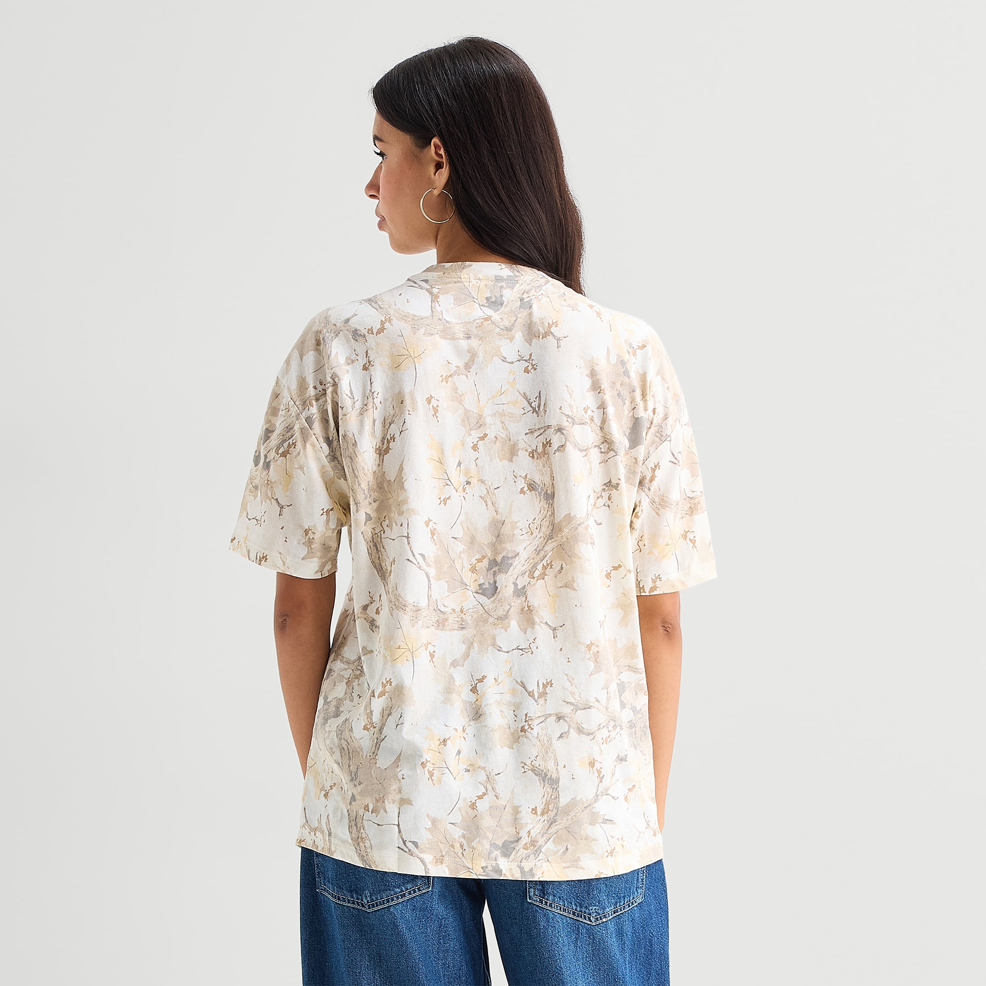 Camo Smokey Bear Oversized Tee Womens Juniors Crew Neck Short Sleeve Graphic T-Shirt