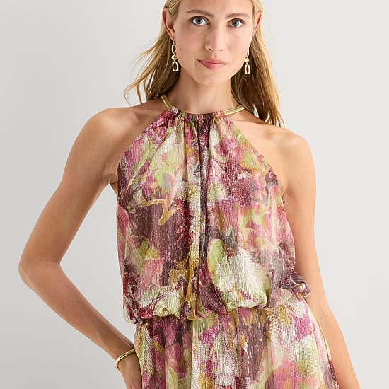 msk halter dress Msk Women's Embellishment Halter-Neck Pleated Gown - Sage/Gold