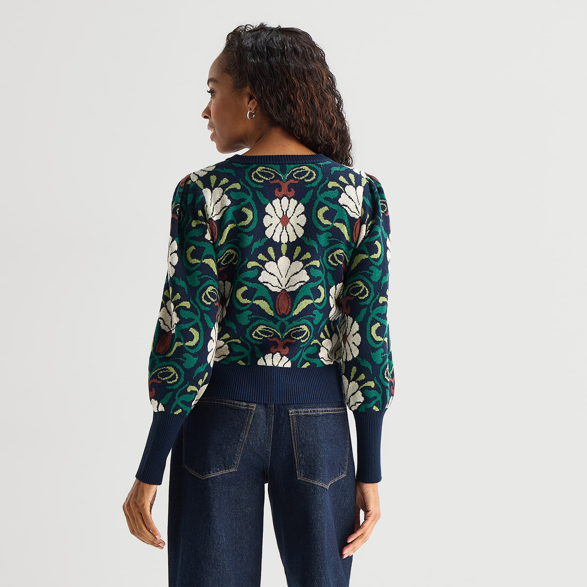 St. John's Bay Womens Crew Neck Long Sleeve Floral Pullover Sweater