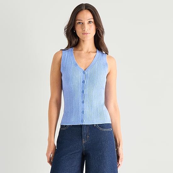 A.N.A Womens V Neck Button Sweater Vest